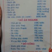Thực đơn gọi đồ ăn
