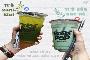 Trà xanh Kiwi, trà sữa Bạc Hà