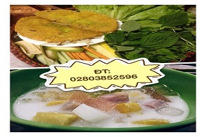Bánh xèo, chè khoai môn đỗ xanh